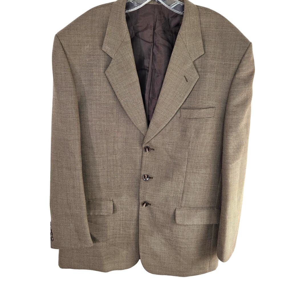 Chagall Men's Blazer 42R 42 R Regular Sport Coat Brown Suit Jacket 3 Buttons L